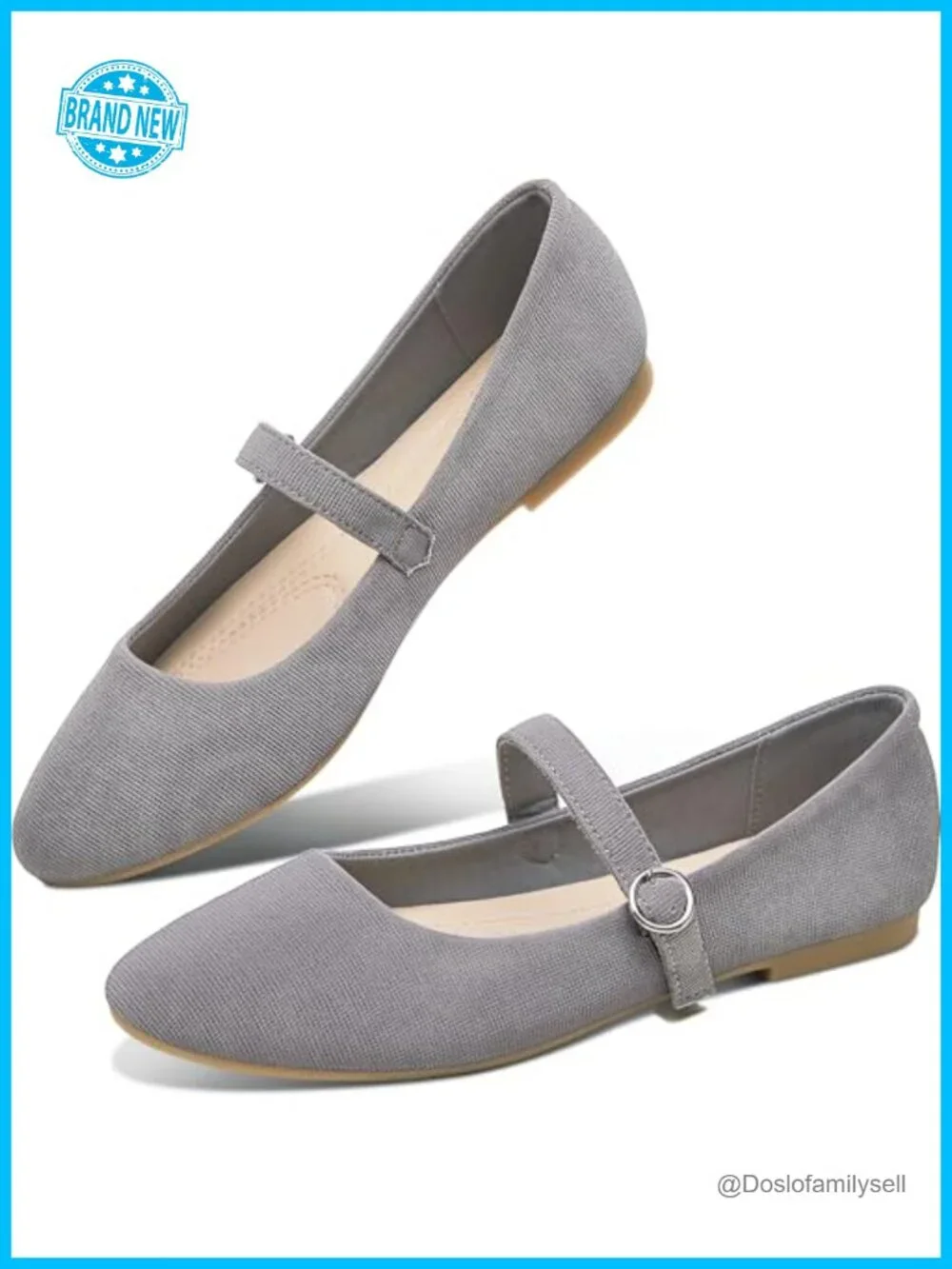 Mary Jane Flat Round Toe Ballet Flats Adjustable Buckle Business Office